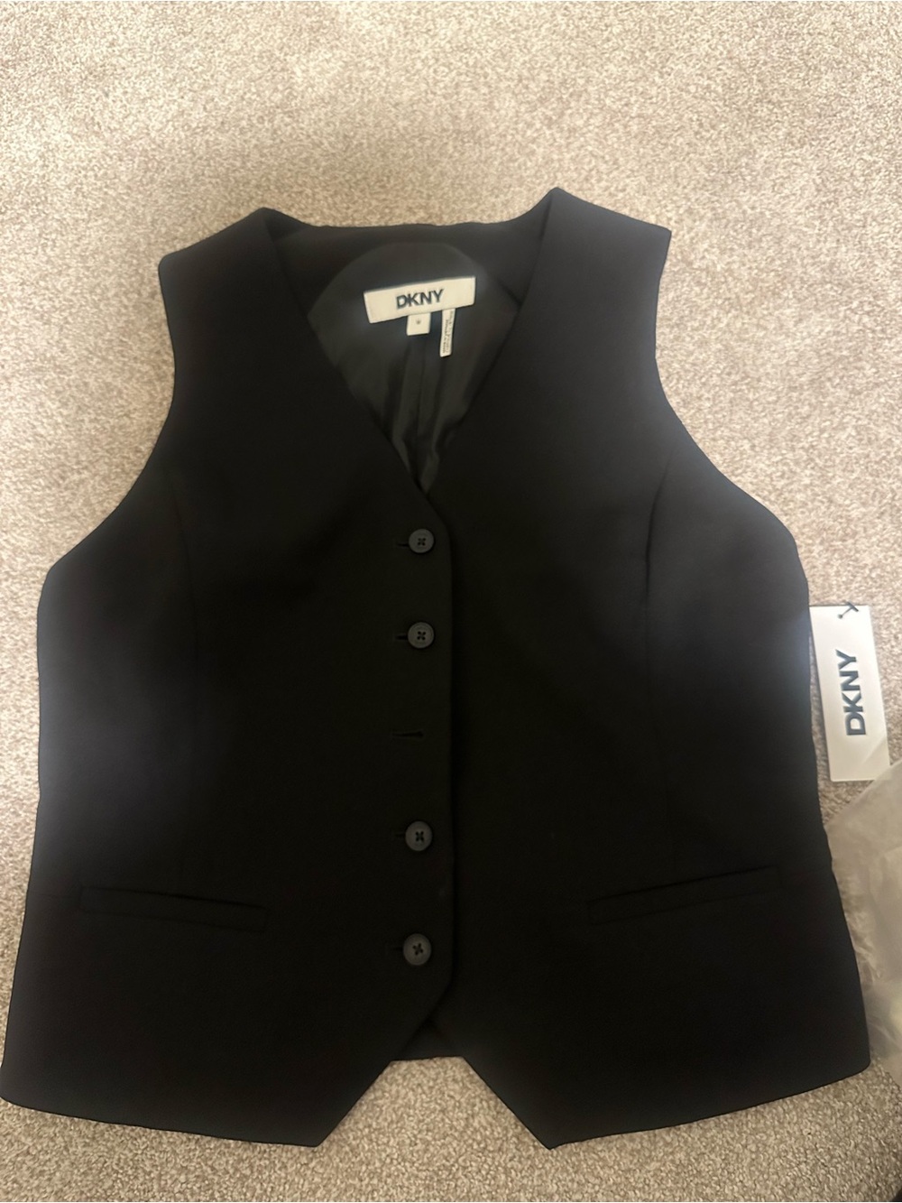DKNY Black Tailored Button Vest
